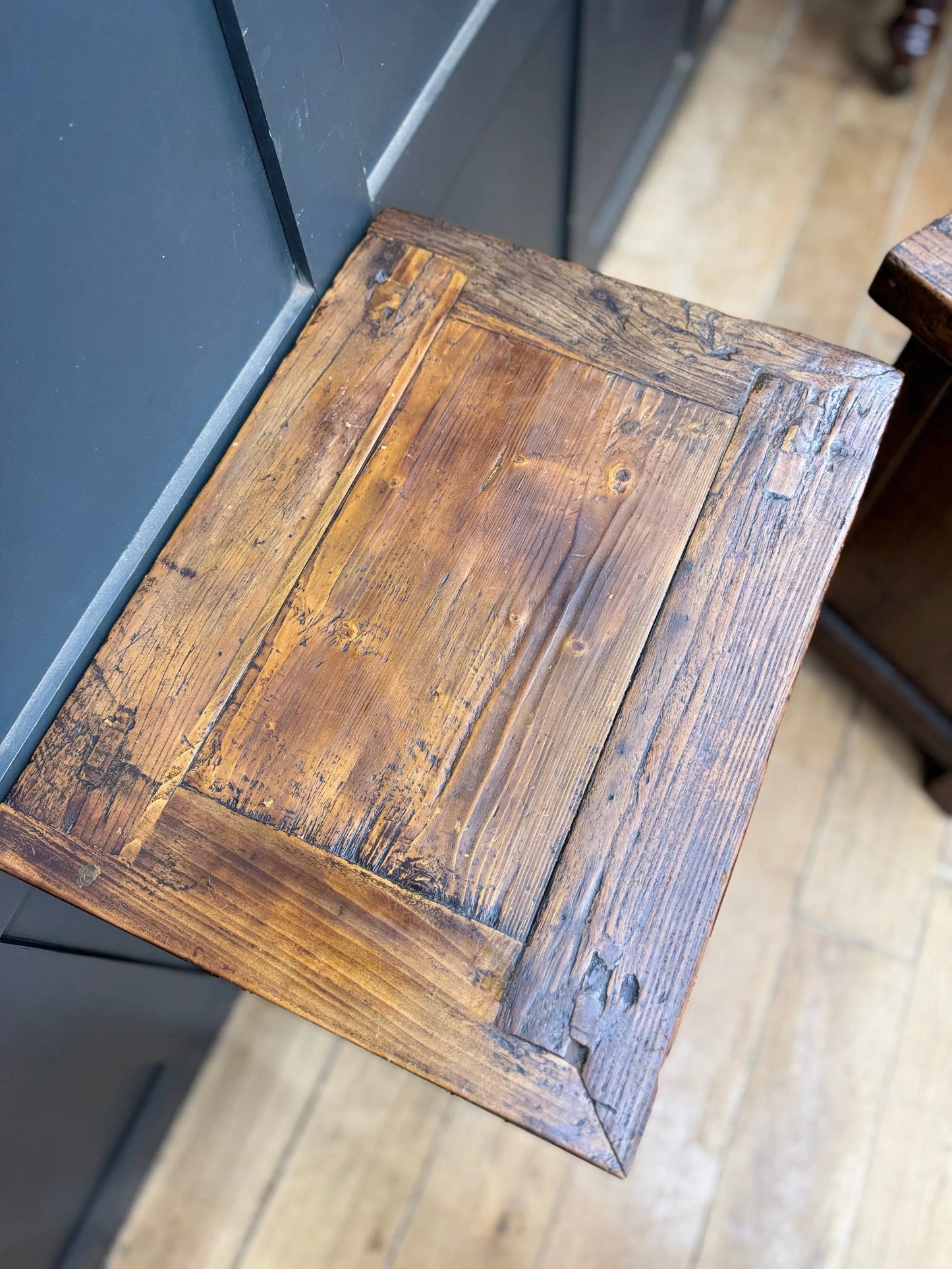 Pair Rustic Chinese Elm Bedside Cabinets Drawers Cupboards Side Lamp Tables