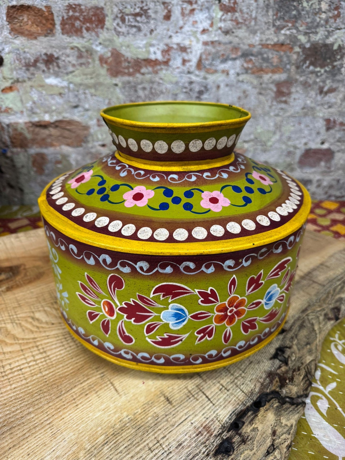 Vintage Painted Water Pot / Vase / Planter / Narrow Boat Ware Gypsy Art