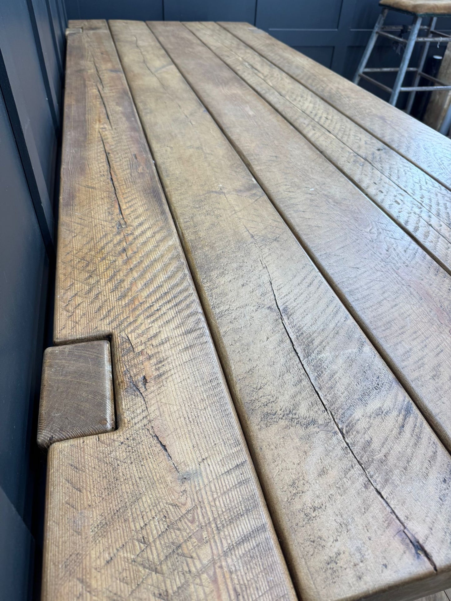 Huge Reclaimed Pine Farmhouse Refectory Dining Kitchen Table – 274cm