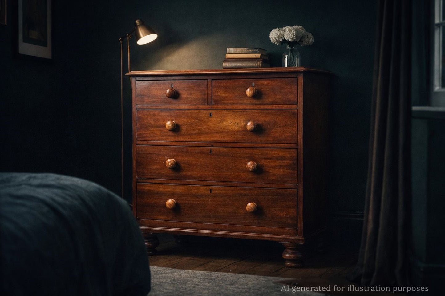 Victorian Mahogany Chest of Drawers on Bun Feet