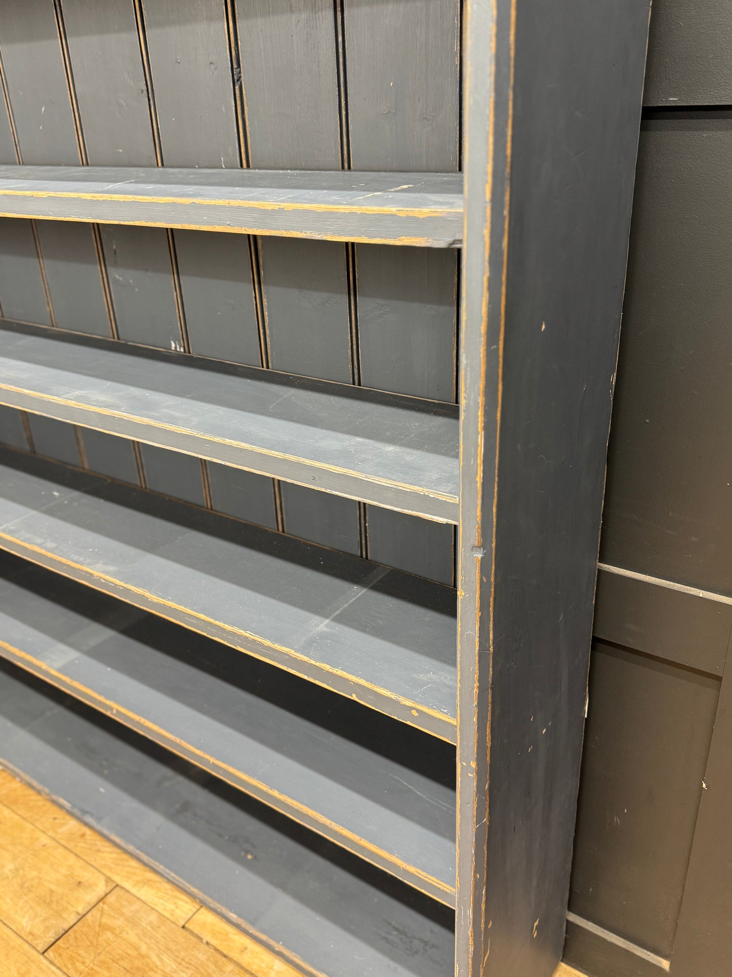 Victorian Blue Painted Open Bookcase Display Shelves Storage Cabinet