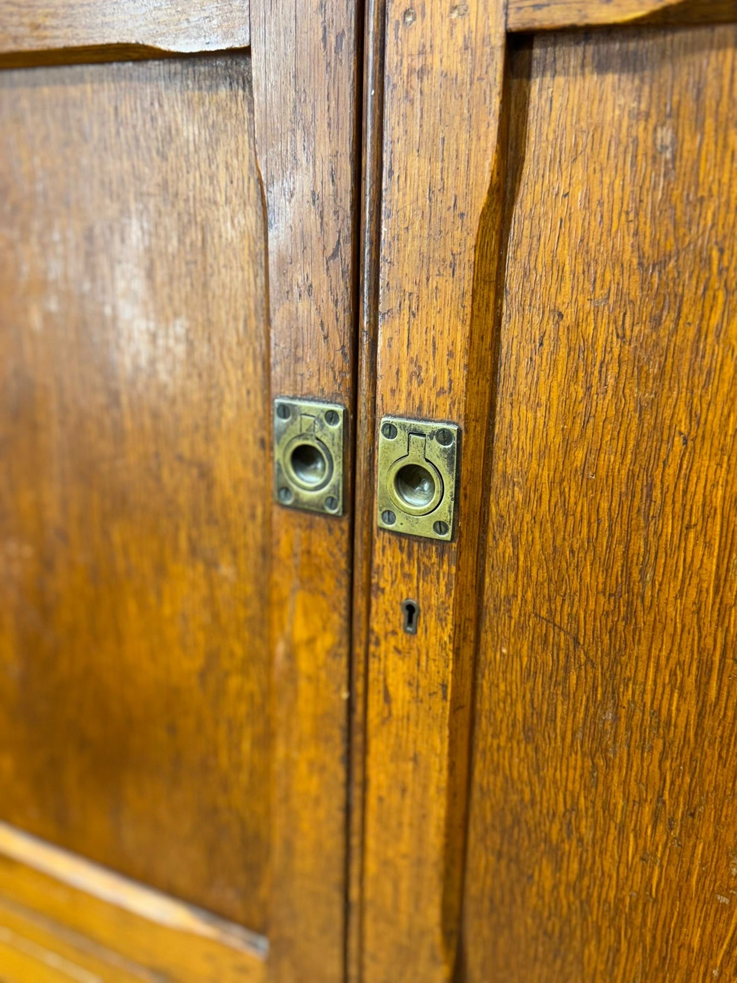 Antique Oak School Cupboard / Four Door Storage Cabinet / Science Art Cupboard