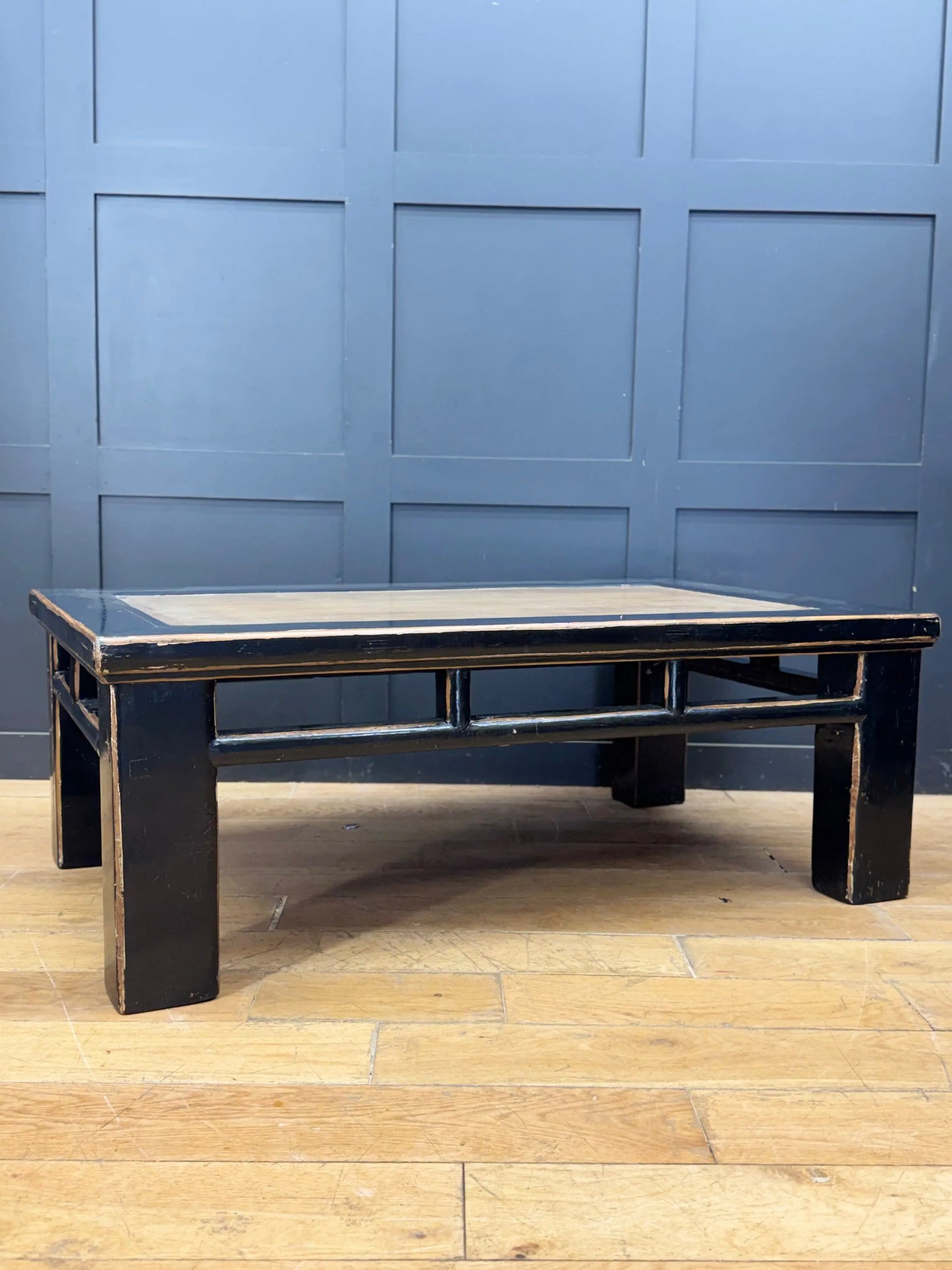 Vintage Chinese Black Lacquer Kang Coffee Table Low Oriental Table