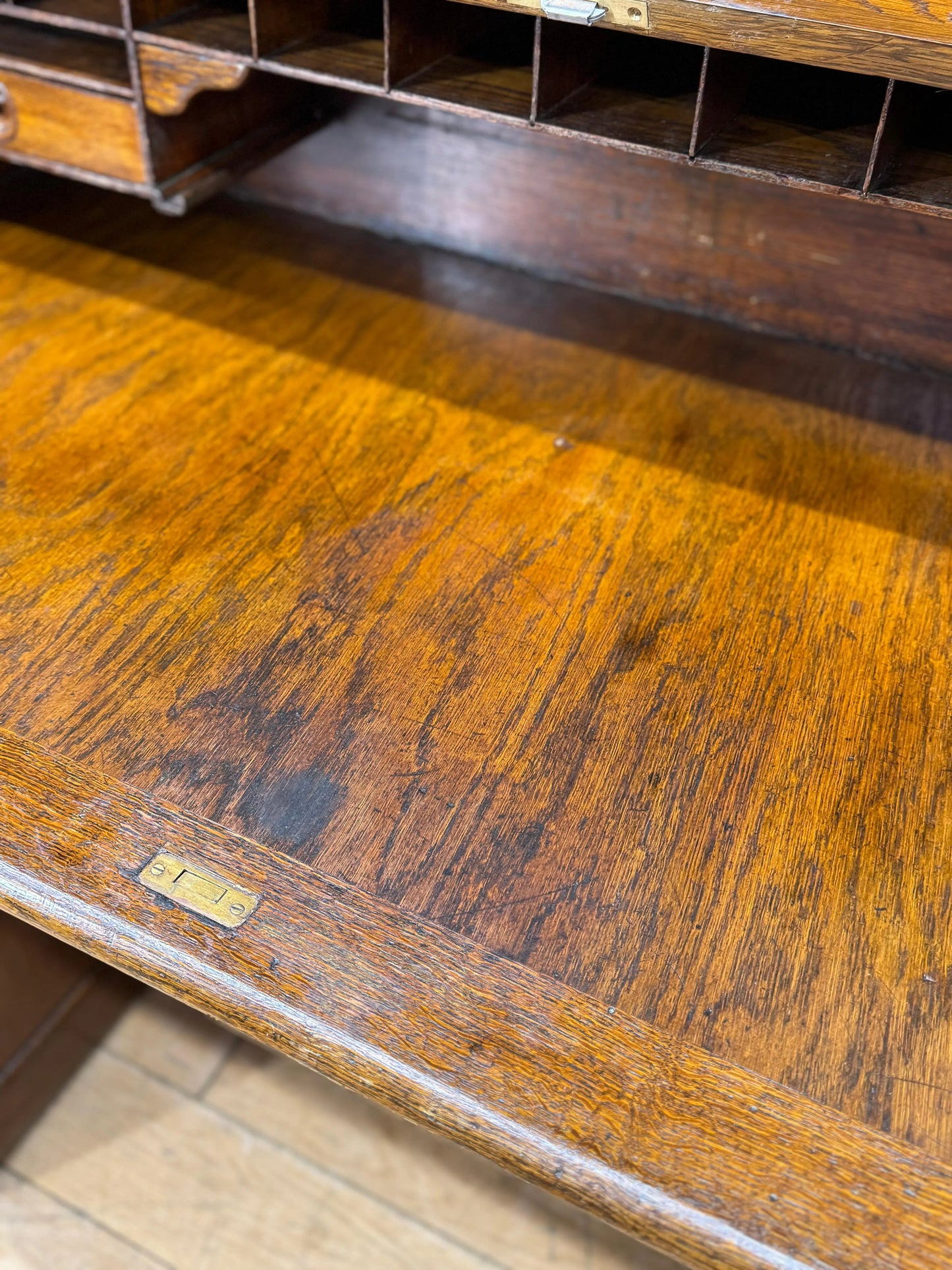 Edwardian Oak Roll Top Pedestal Desk Writing Desk With Fitted Interior RUSTIC WAREHOUSE NORFOLK
