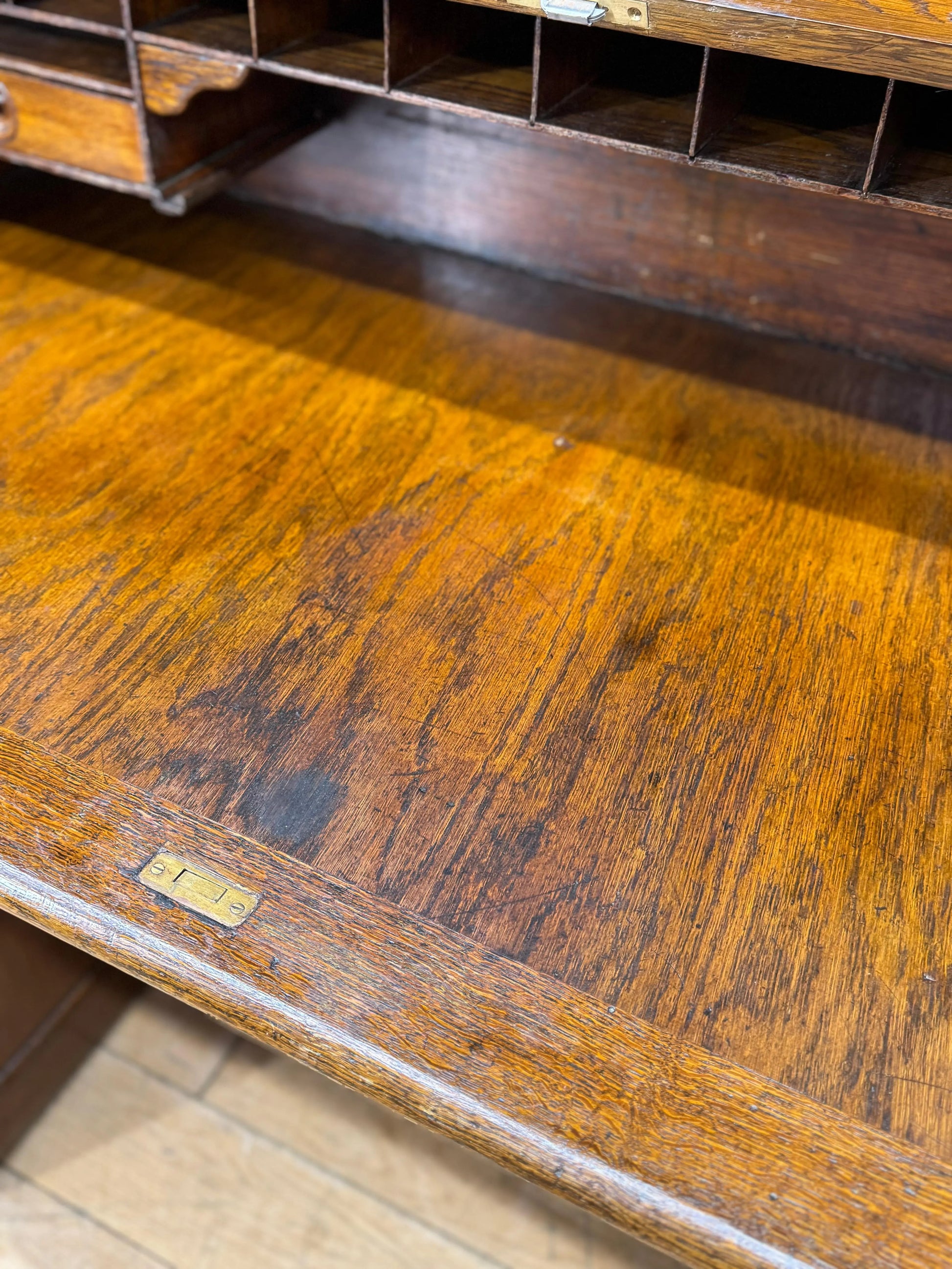 Edwardian Oak Roll Top Pedestal Desk Writing Desk With Fitted Interior RUSTIC WAREHOUSE NORFOLK
