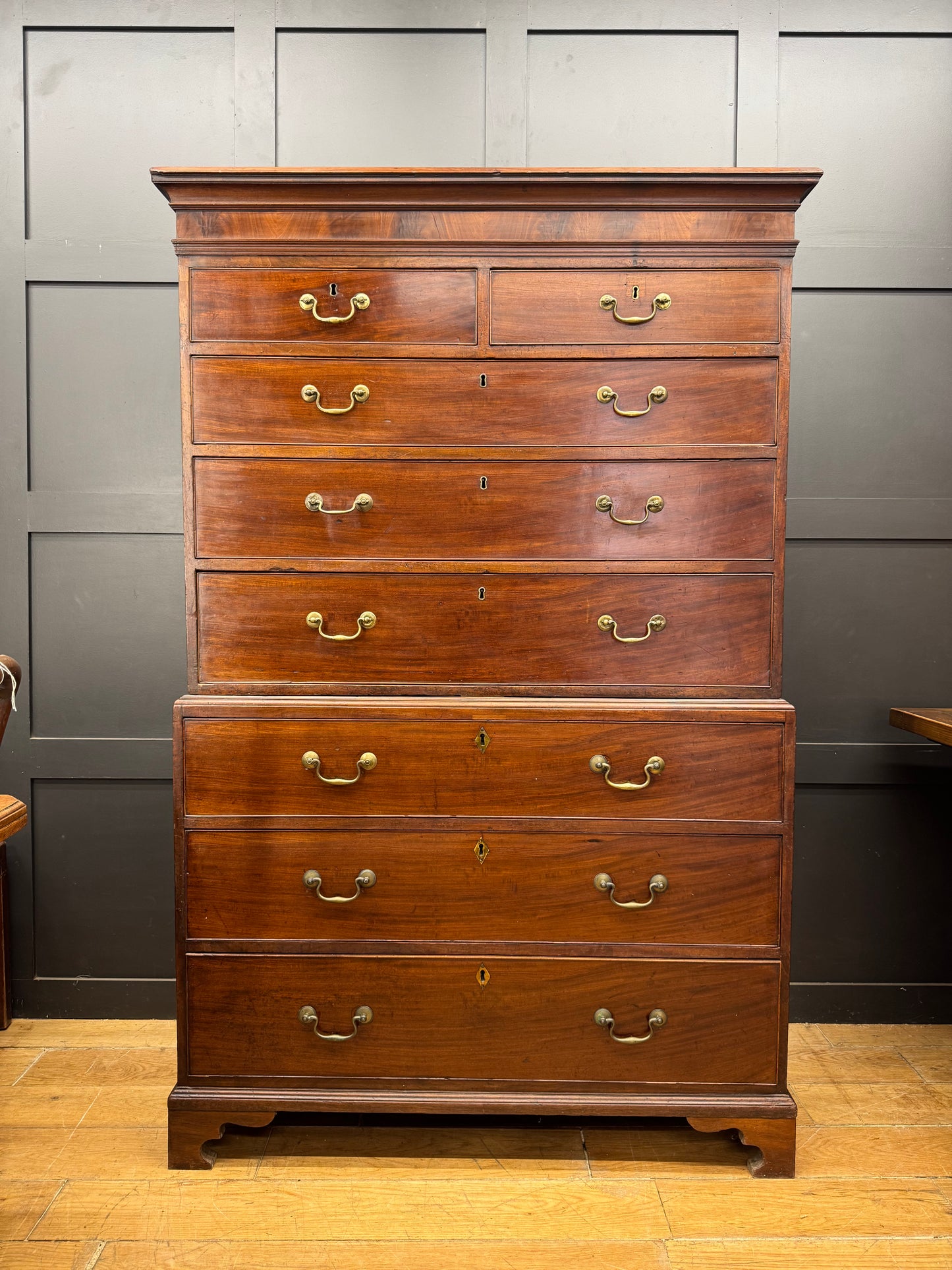 Antique Georgian Mahogany Chest on Chest Tallboy Chest Of Drawers Linen Press