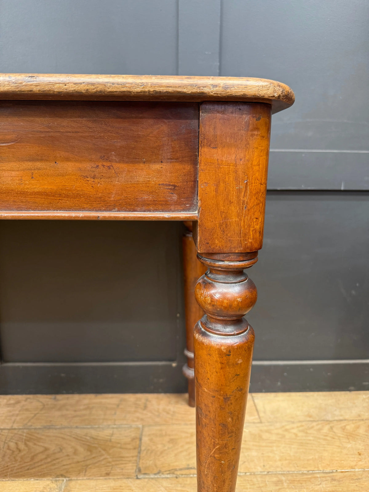 Antique Victorian Mahogany Writing Desk Console Side Hall Table Rexine Top