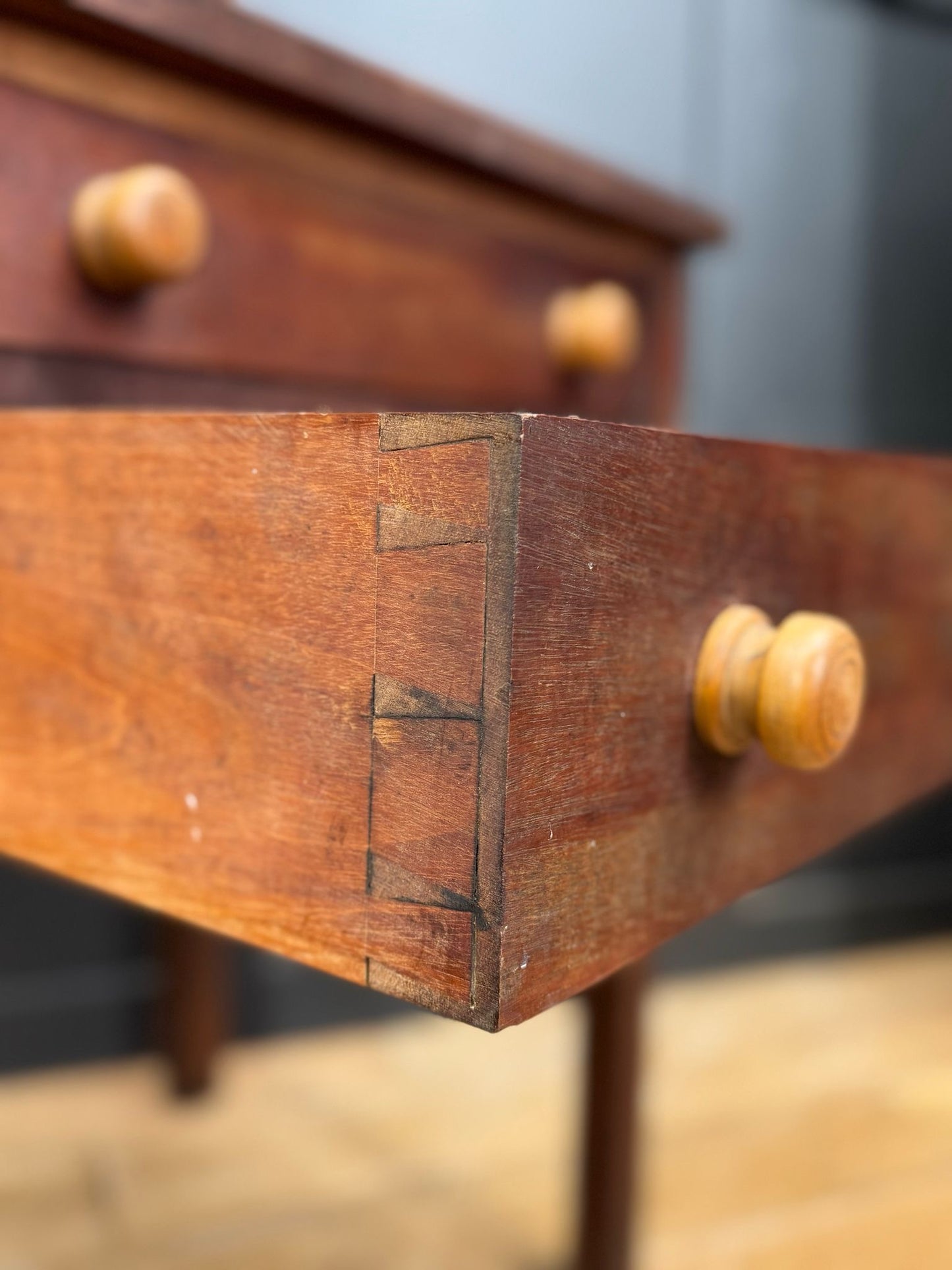 Antique Mahogany Side Table Drawers/ Kitchen Island Butchers Block / Book Press