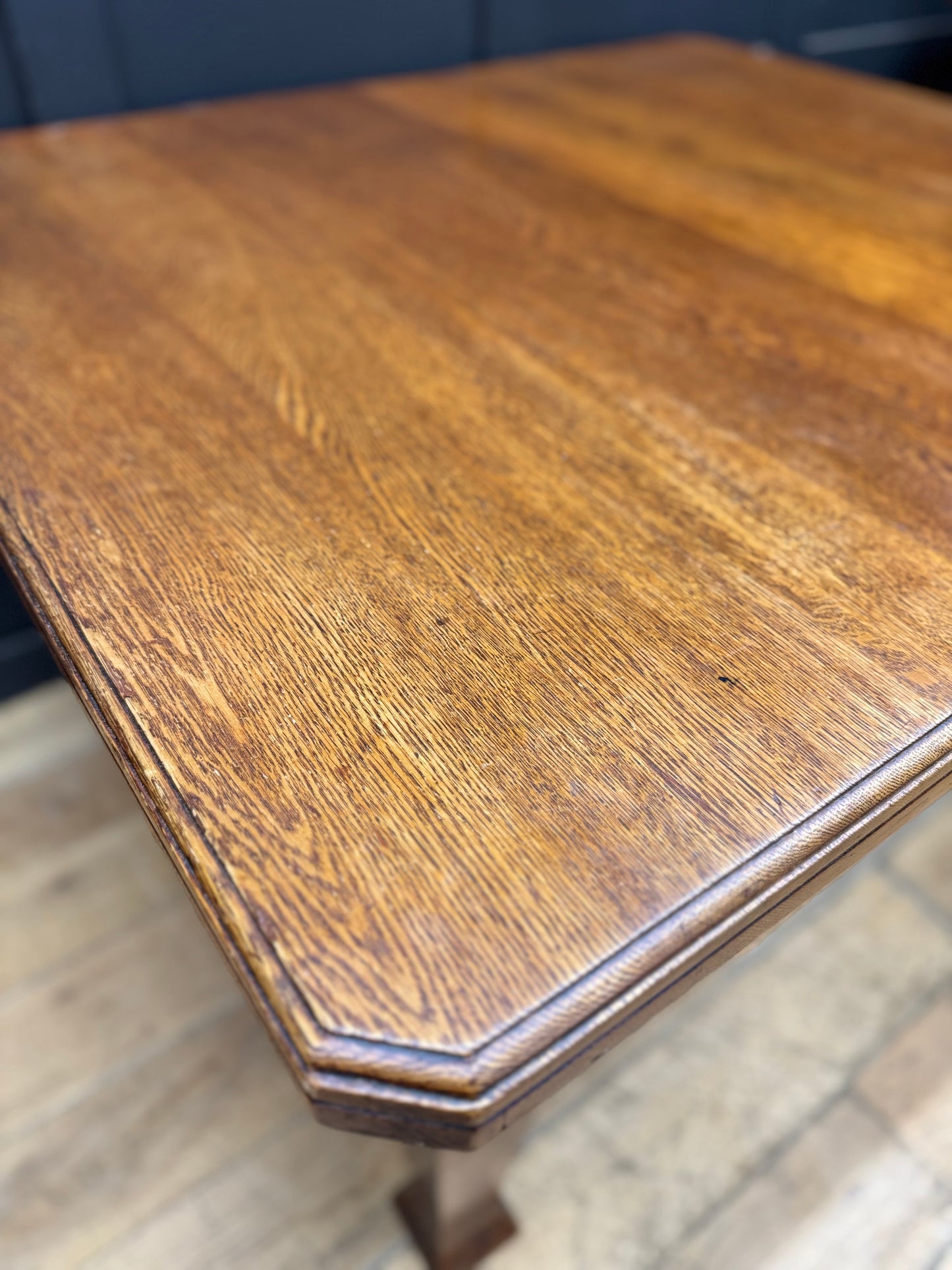 Antique Edwardian Oak Wind Out Extending Dining Kitchen Table