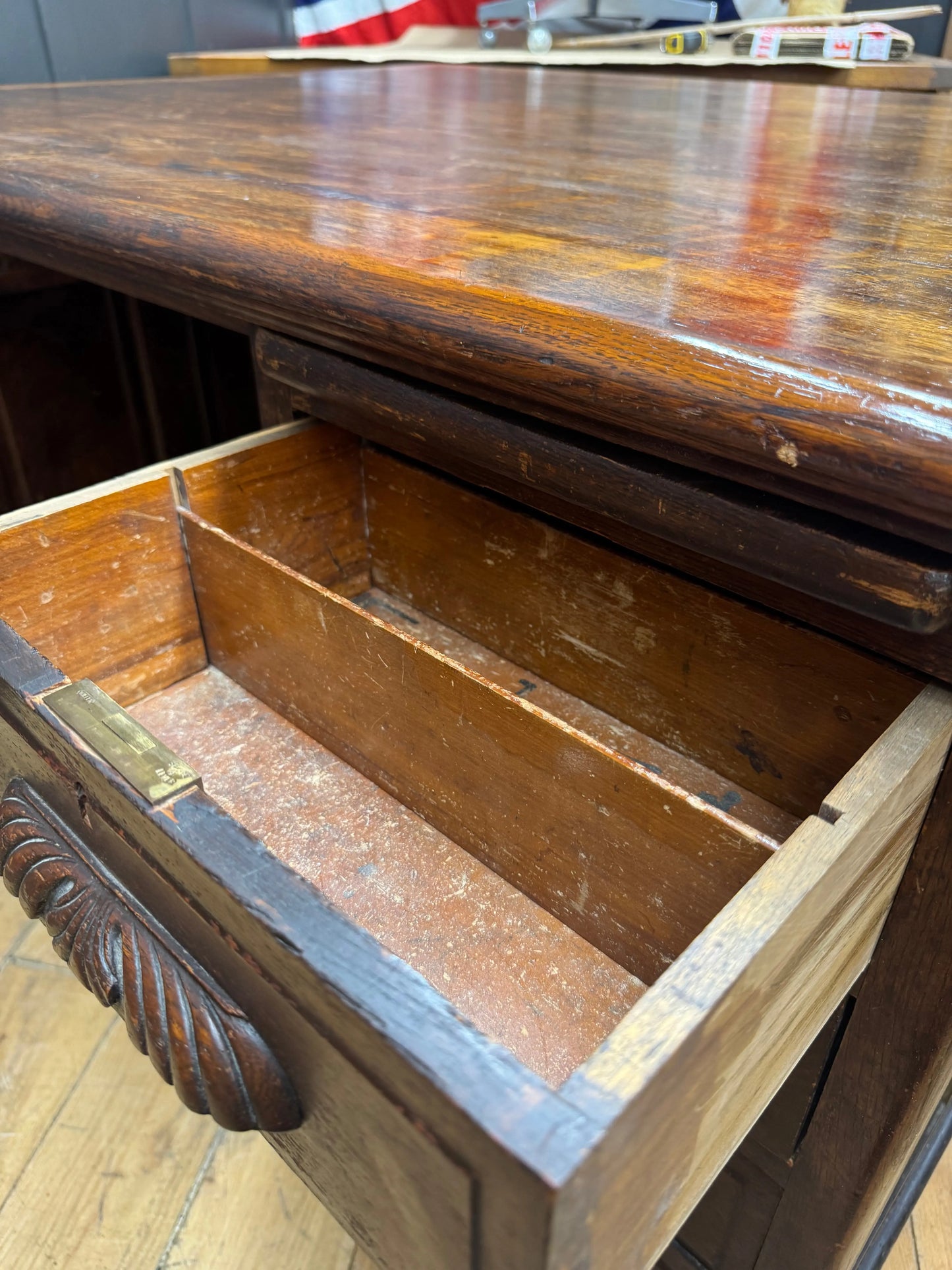 Antique Oak Partners Desk Large Double Sided Pedestal Desk Station Masters