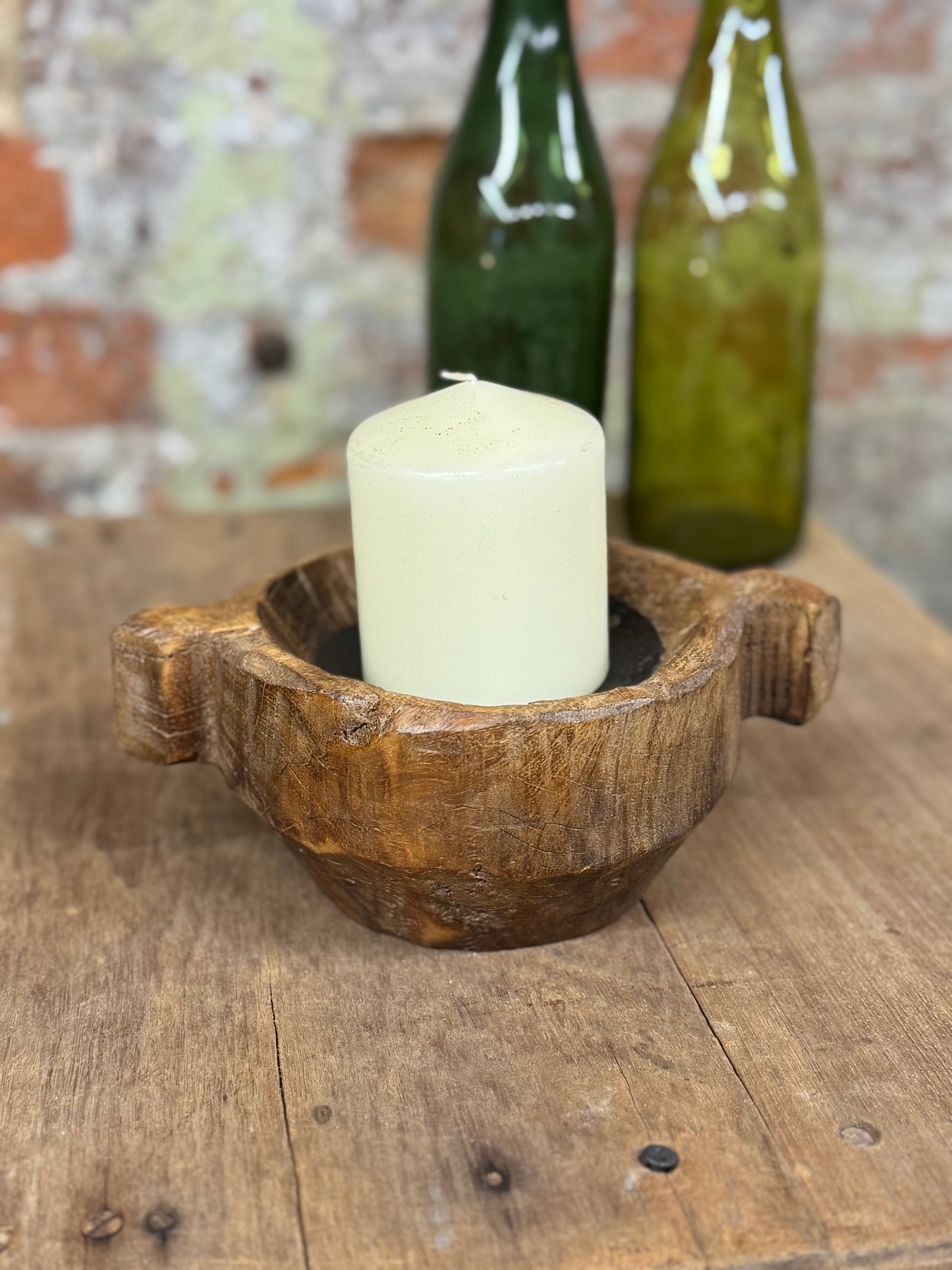 Rustic Wooden Candle Holder / Church Candle Stand / Reclaimed Farmhouse Decor NN