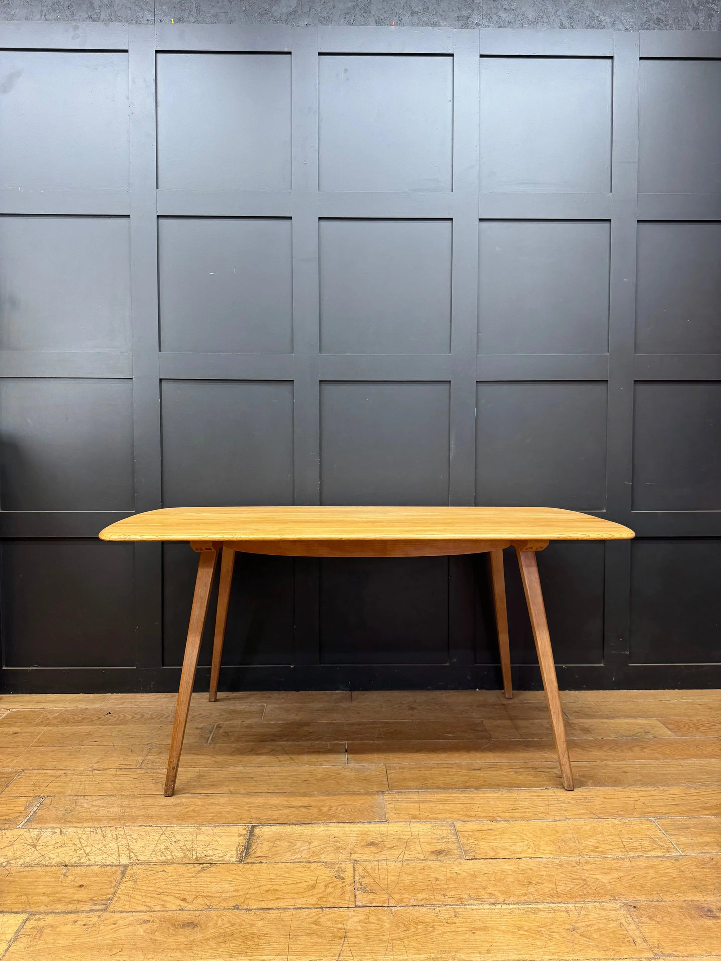 Vintage Ercol Plank Table Retro Kitchen Dining Table Blonde Elm Mid Century