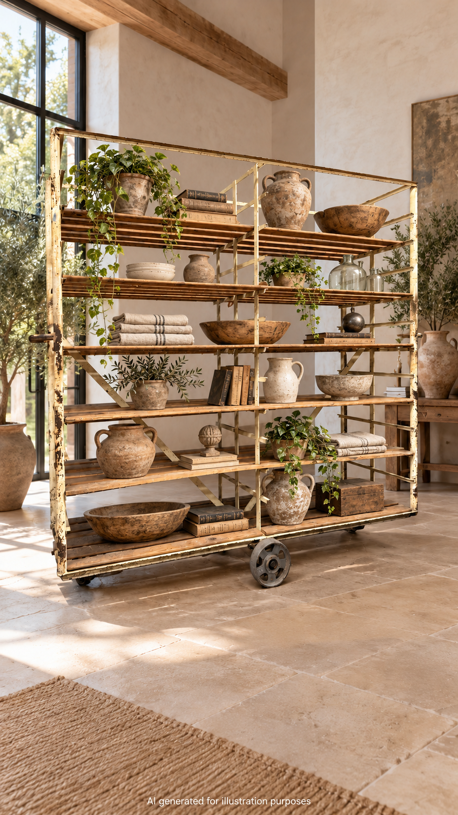 Large Vintage French Bakery Rack – Industrial Shop Display Shelving