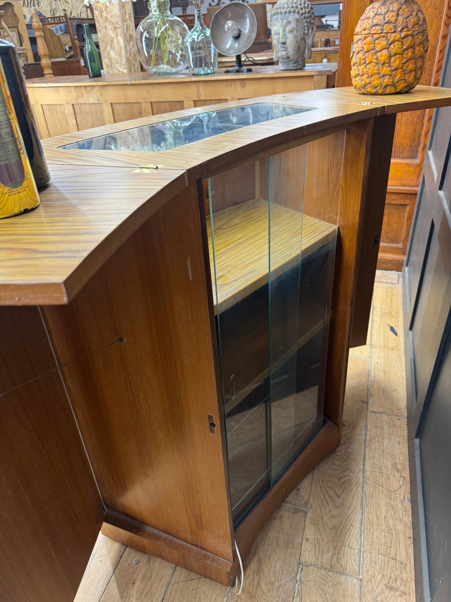 Vintage 1960s Turnidge London Teak Metamorphic Cocktail Bar Drinks Cabinet