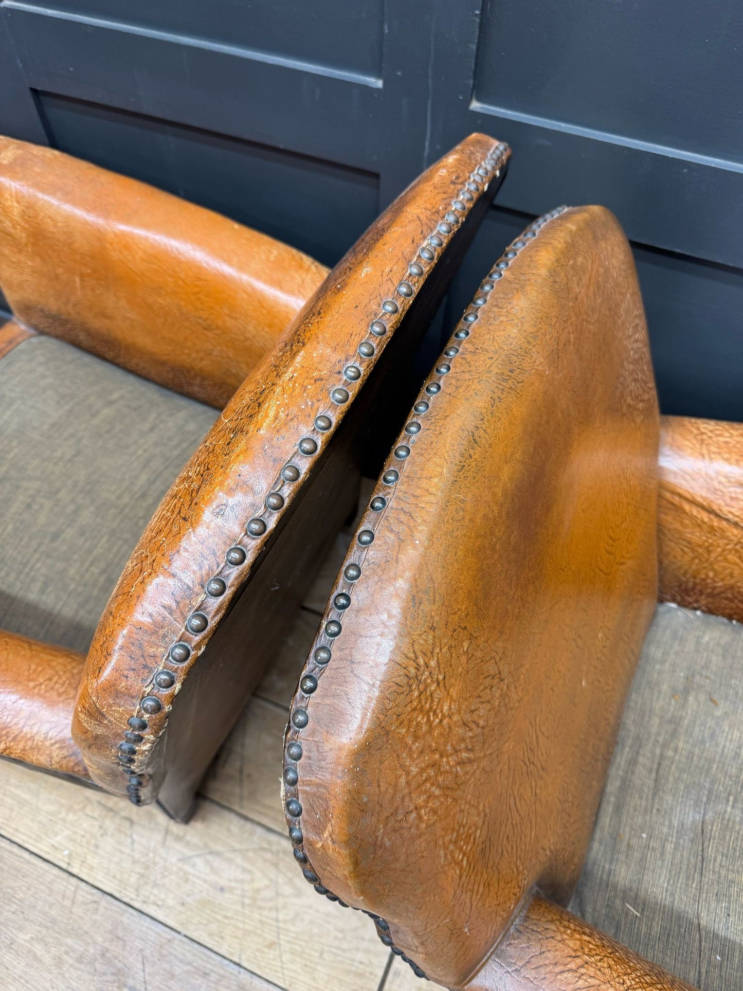 Antique Pair Of 1920s Club Armchairs / Art Deco Lounge Chairs For Reupholster