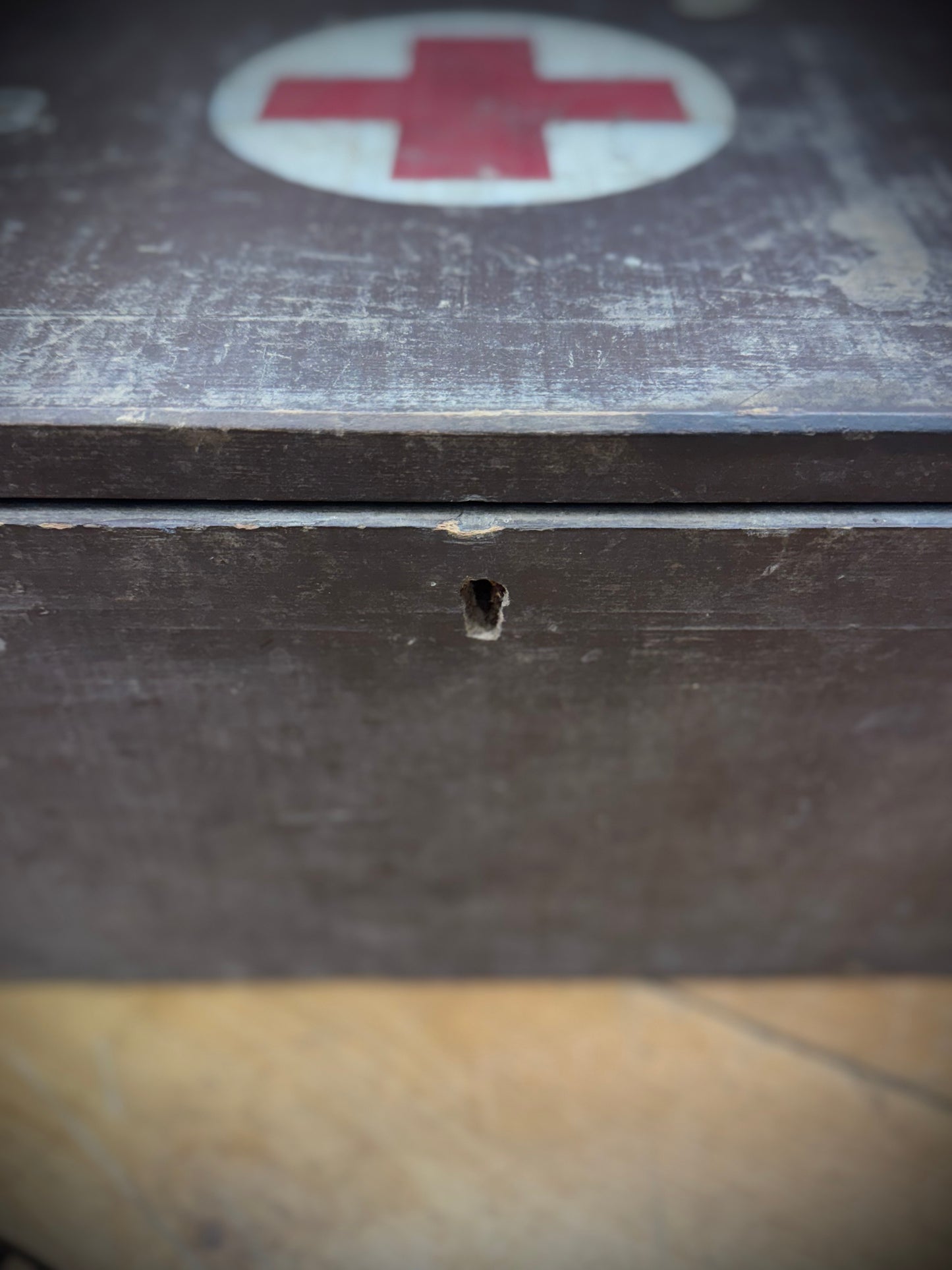 WWII ARP First Aid Box. Civil Defence Medical Case. Vintage Red Cross Wooden Storage Box. Wartime Memorabilia. Militaria Collectible UK