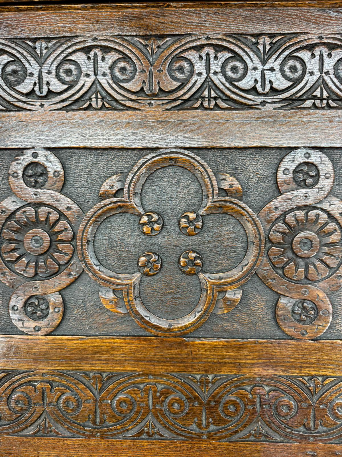 Antique Carved Oak Bureau Bookcase – Decorative Oak Writing Desk