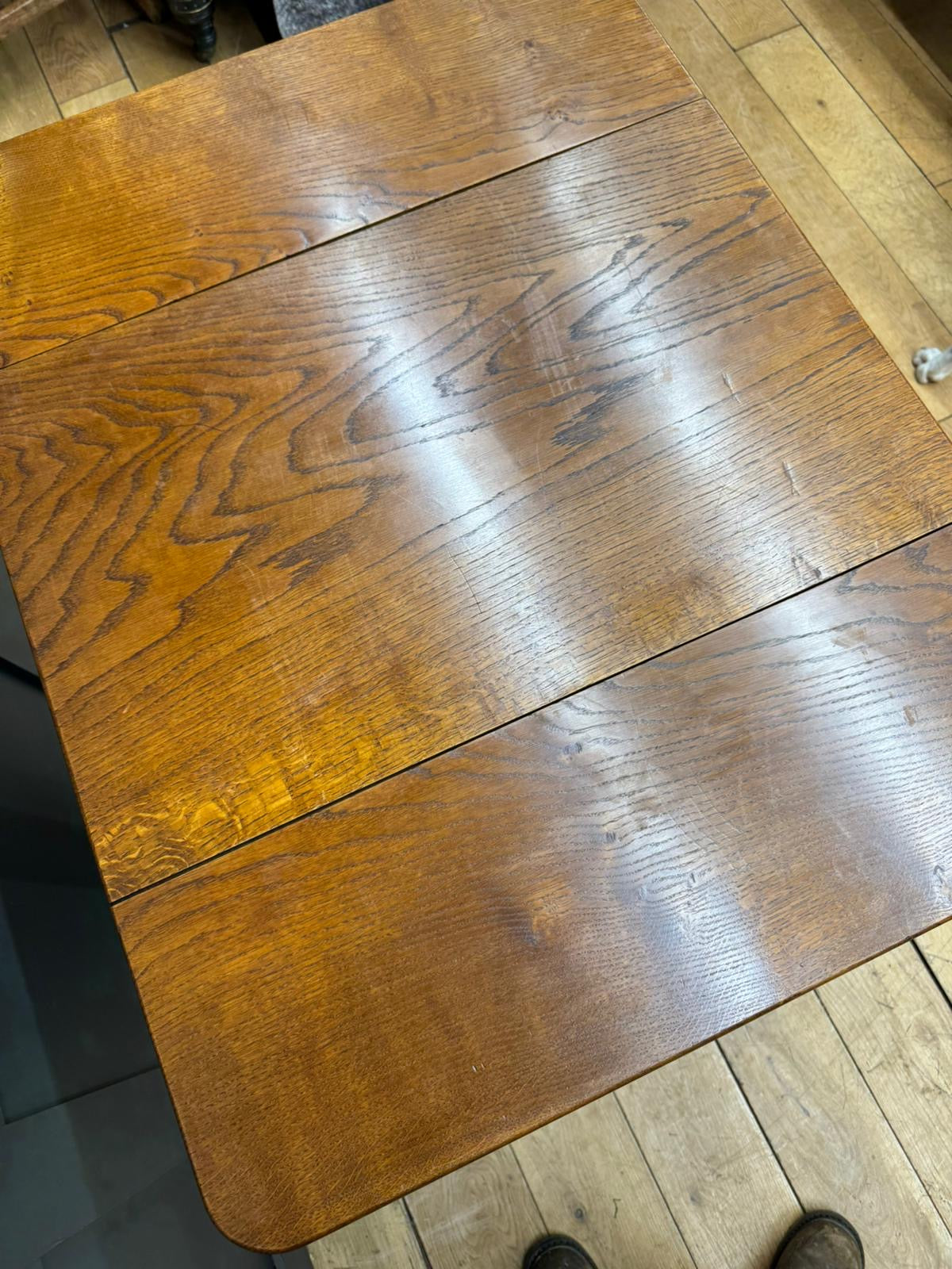 Antique Solid Oak Drop-Leaf Table with Shelf Ideal Kitchen Island or Work Table