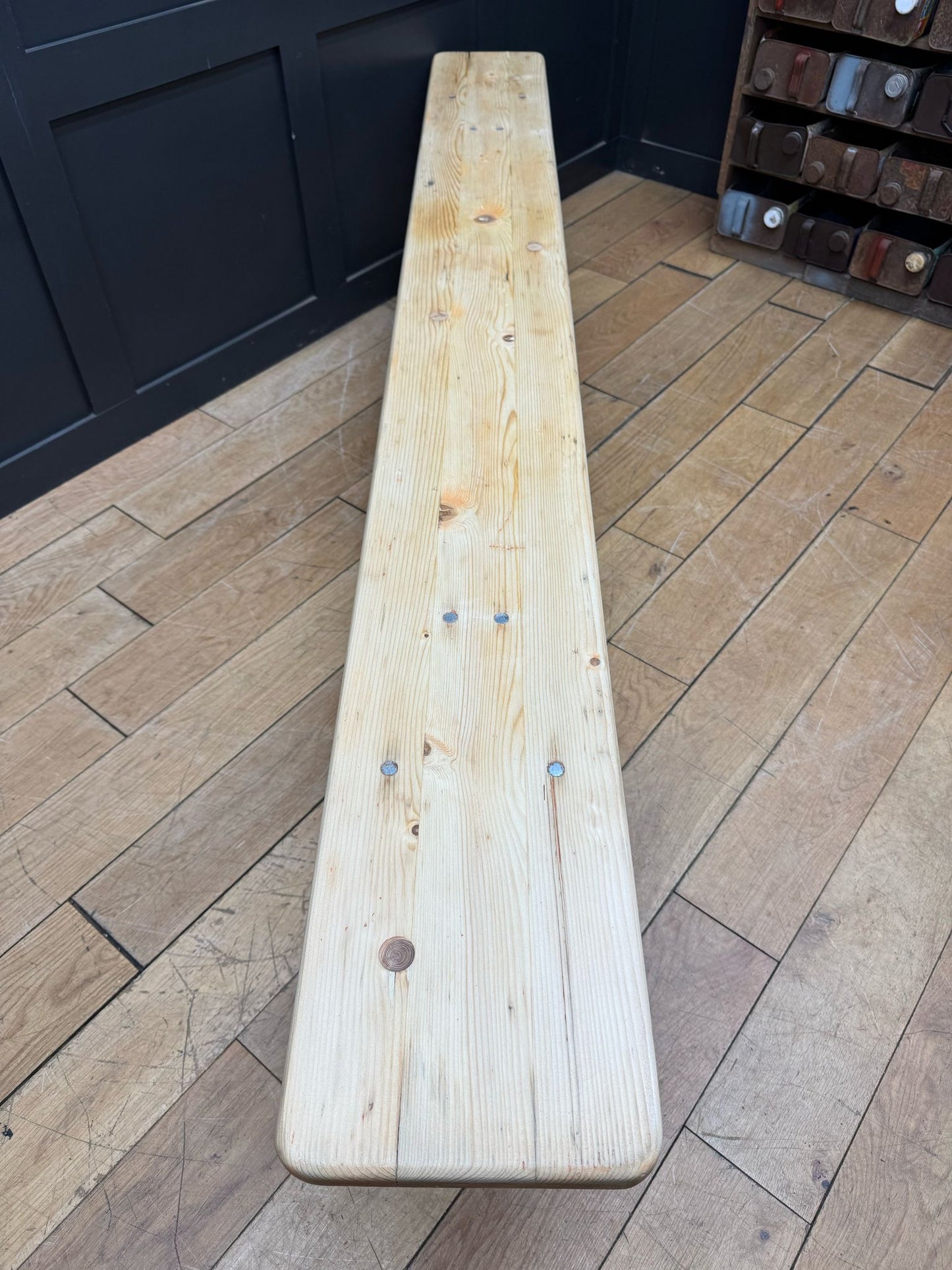 Vintage Fold Up Stripped Pine Bench / Picnic Hallway Seating Garden Furniture