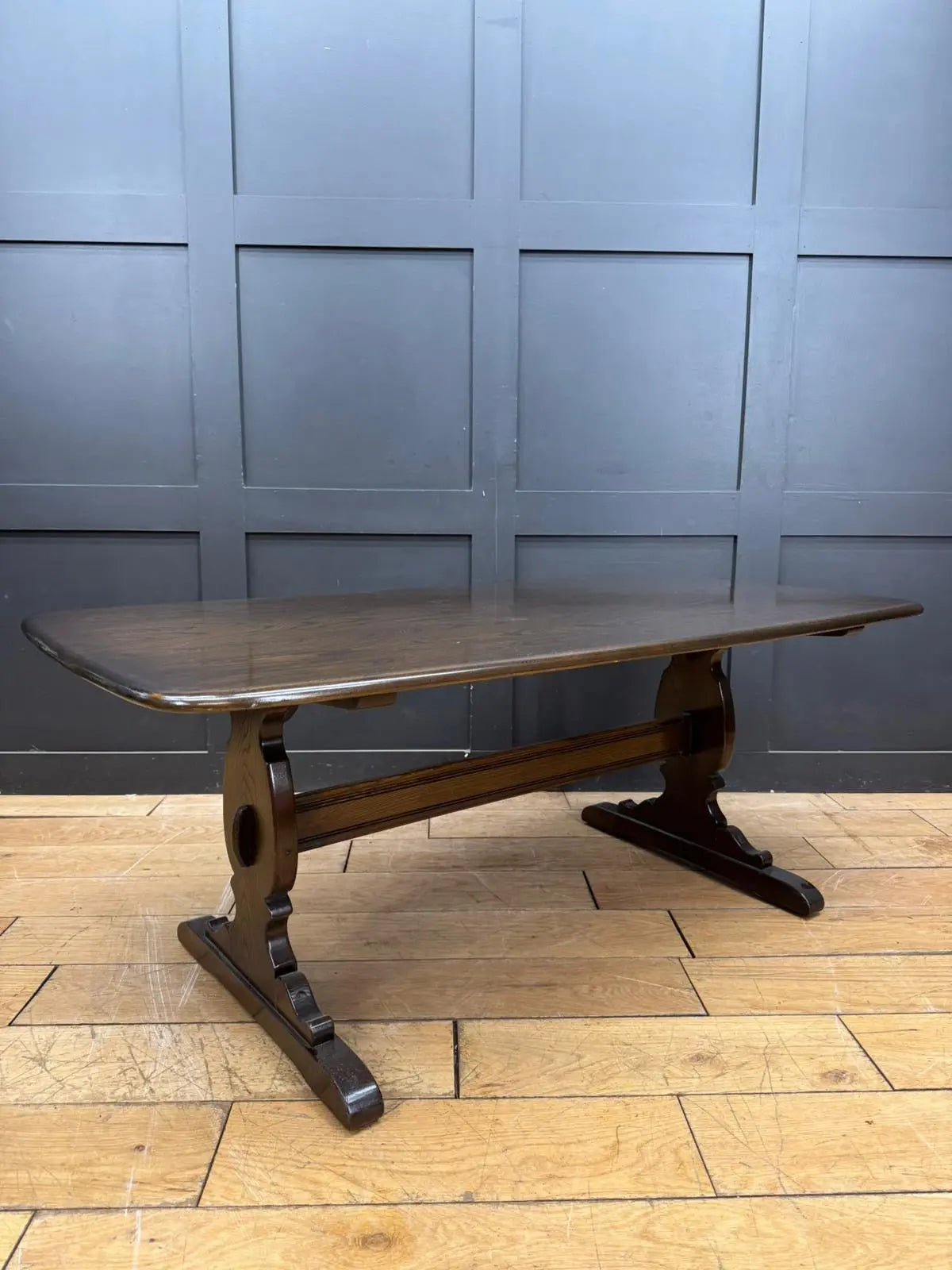 Vintage Ercol Solid Elm Refectory Coffee Table – Occasional Supper Table *RARE RUSTIC WAREHOUSE NORFOLK