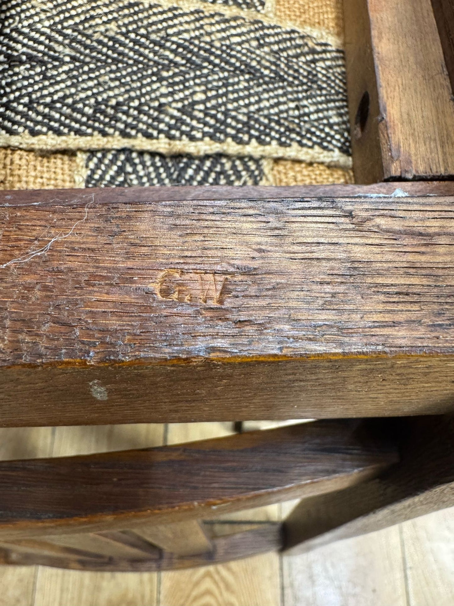 Set Of 6 Antique Arts & Crafts Oak Dining Chairs /Kitchen Chairs For Reupholster