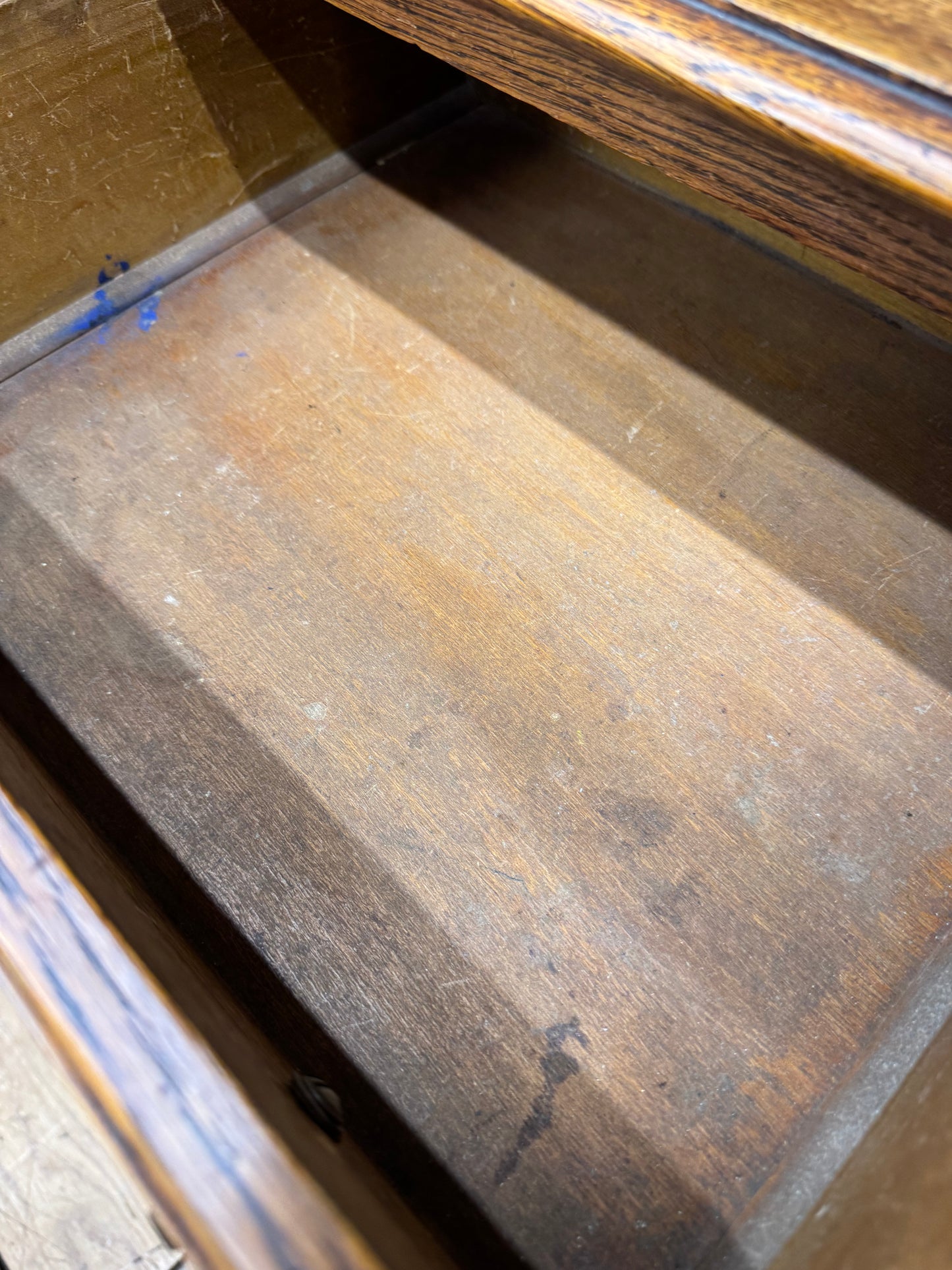 Antique Oak Writing Desk Leather Top Small Desk Drawers Storage Sideboard