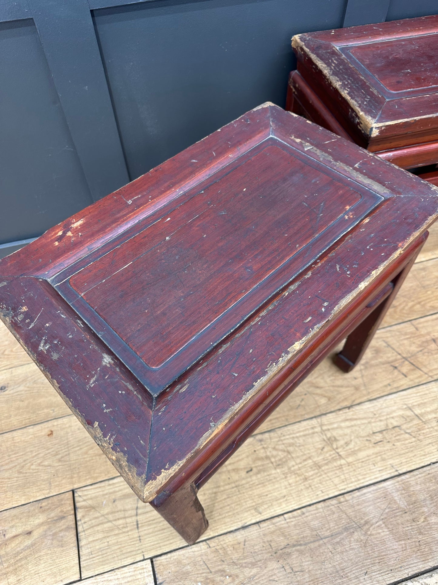 Antique Chinese Hardwood Pair Of Coffee Tables / Occasional Tables /Bedsides (F