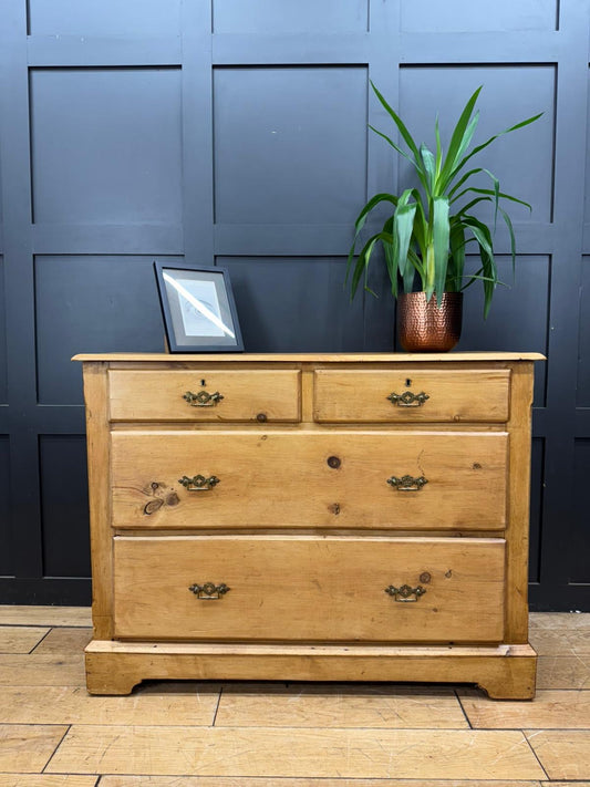 Late Victorian Rustic Pine Chest of Drawers | Antique Farmhouse Bedroom Storage