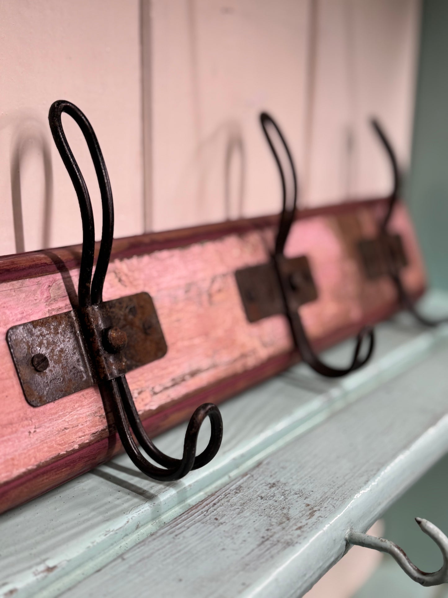Reclaimed Wooden Coat Hooks / Vintage Rustic Coat Pegs / 4 Hook Coat Hat Rack E
