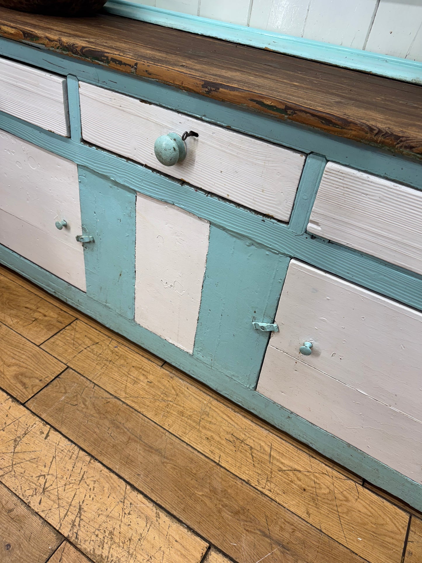 Farmhouse Antique Rustic Pine Dresser /  Victorian Kitchen Dresser / Rustic Display Welsh Dresser