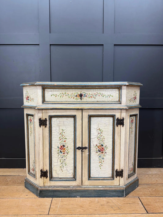 Vintage French Cream Floral Painted Side Cupboard Cabinet Sideboard Drawer Doors RUSTIC WAREHOUSE NORFOLK