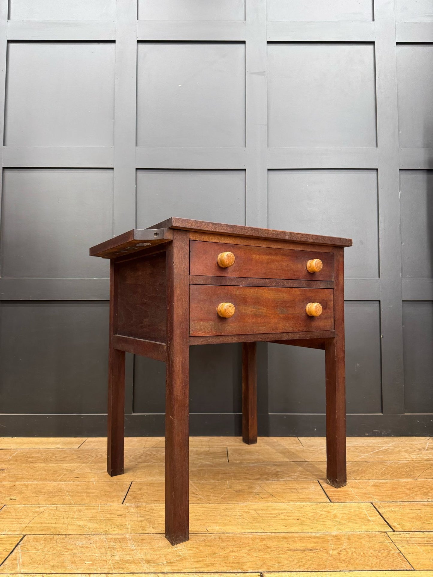 Antique Mahogany Side Table Drawers/ Kitchen Island Butchers Block / Book Press