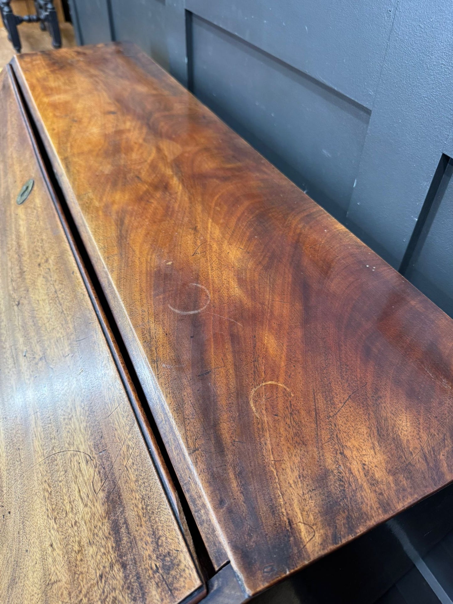 Antique Georgian Mahogany Bureau Desk Chest Drawers Writing Table Sideboard