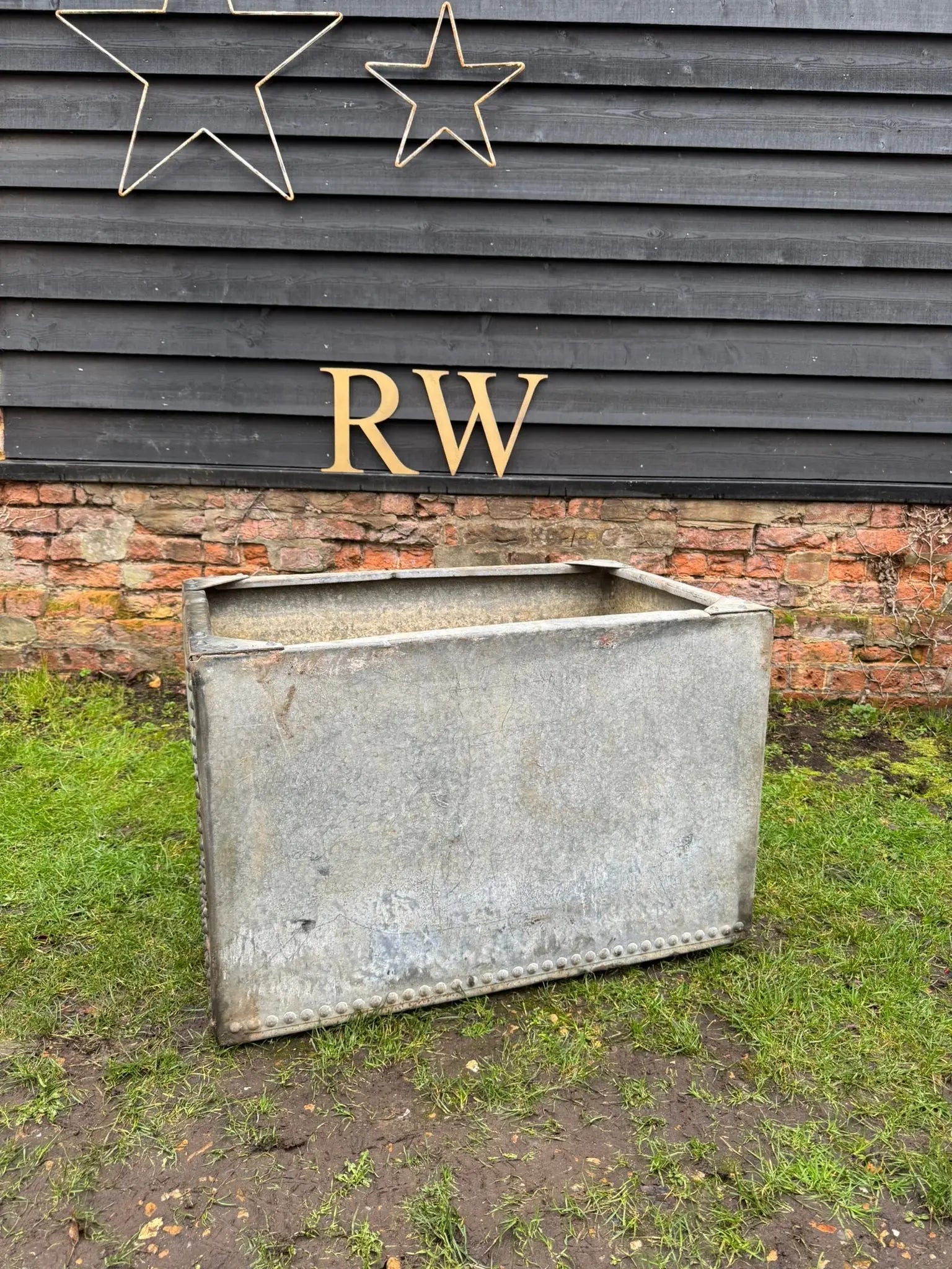Riveted Galvanised Trough Planter /  Raised Flower Bed Plant Olive Tree Pot Z4 RUSTIC WAREHOUSE NORFOLK
