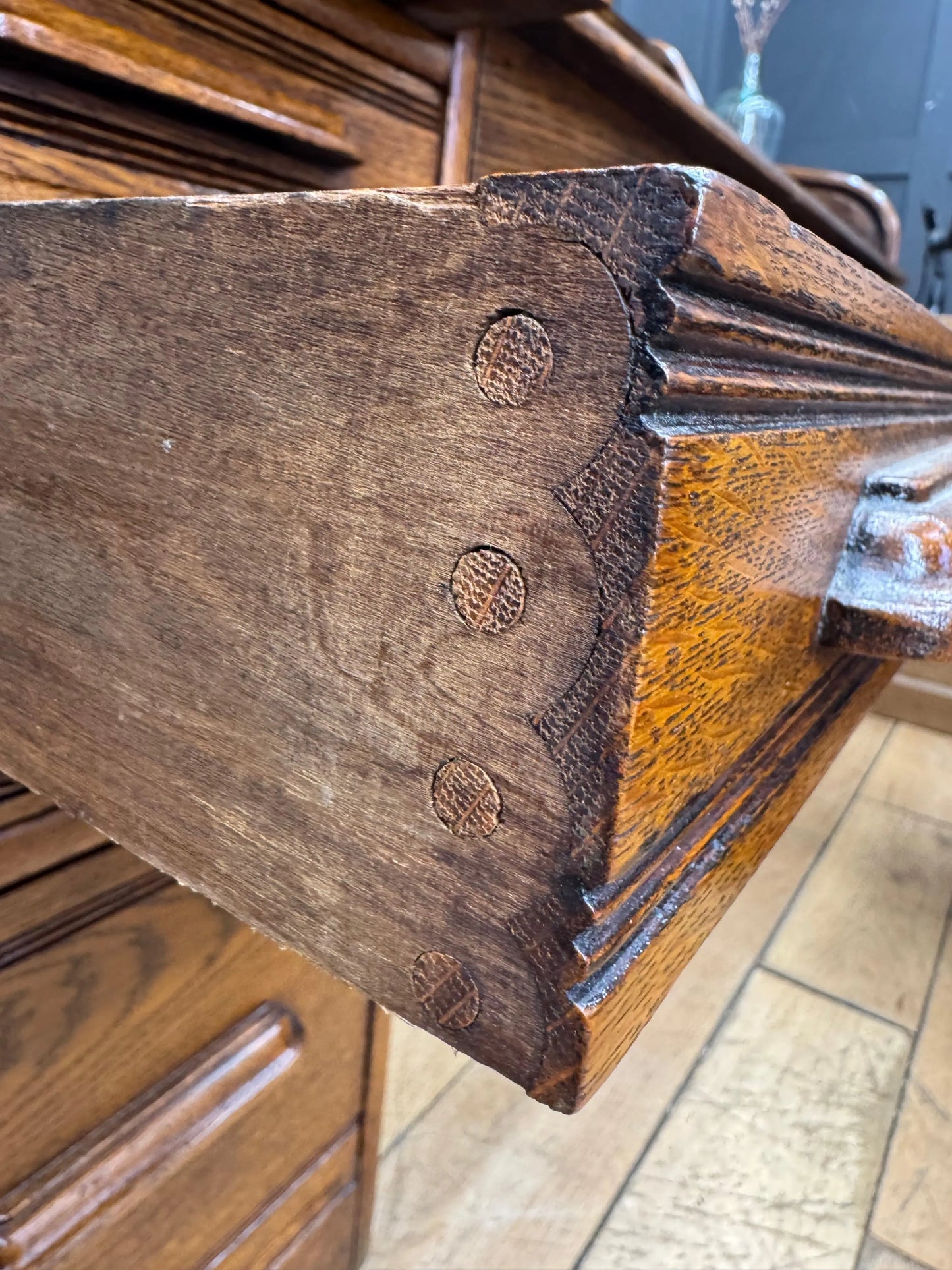 Edwardian Oak Roll Top Pedestal Desk Writing Desk With Fitted Interior RUSTIC WAREHOUSE NORFOLK