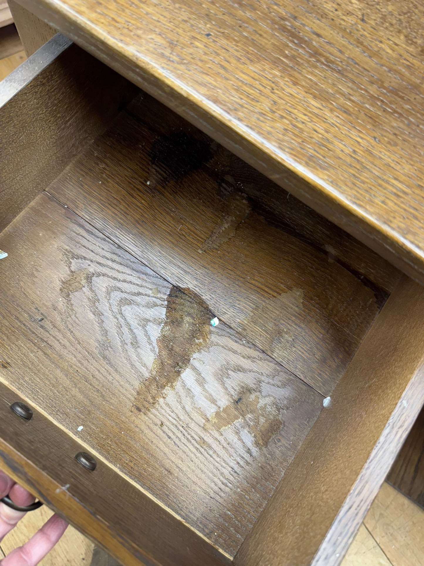 Large Vintage Oak Console Table – 3 Drawer Rustic Farmhouse Hall Sideboard