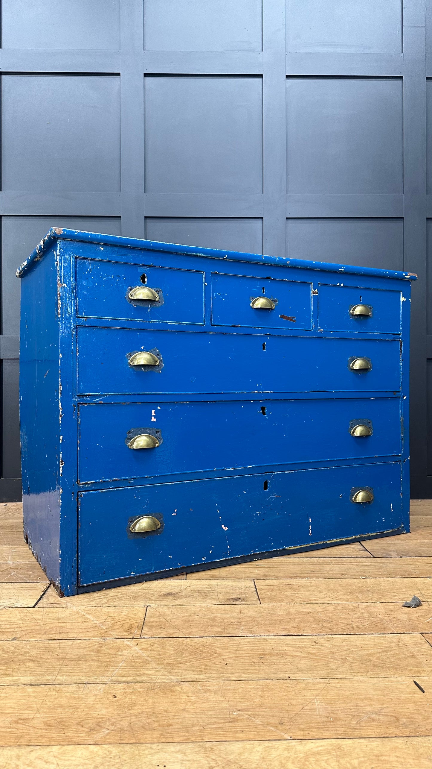 Antique Victorian Chest Of Drawers / Bedroom storage /Painted Blue Pine Drawers