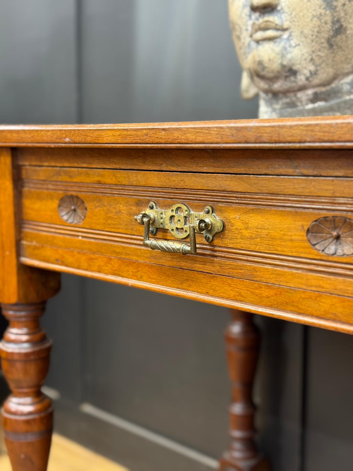 Victorian Walnut Console Side Hall Writing Desk Sofa Table 2 Drawer Antique