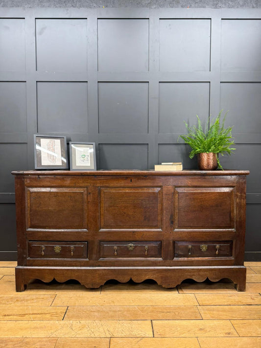 Antique Elm Oak Mule Chest Coffer – Sideboard TV Stand Storage with Drawers
