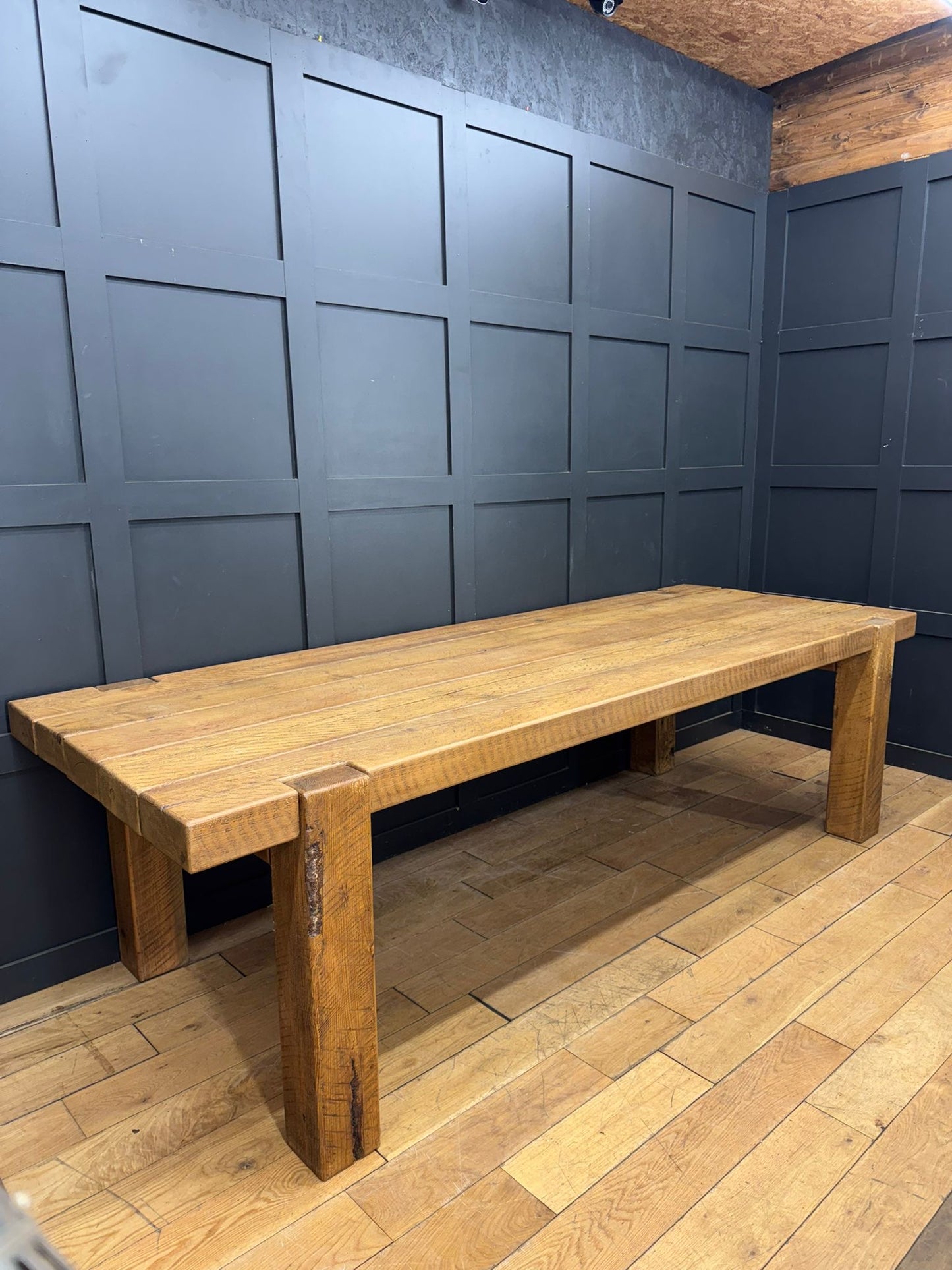 Huge Reclaimed Pine Farmhouse Refectory Dining Kitchen Table – 274cm