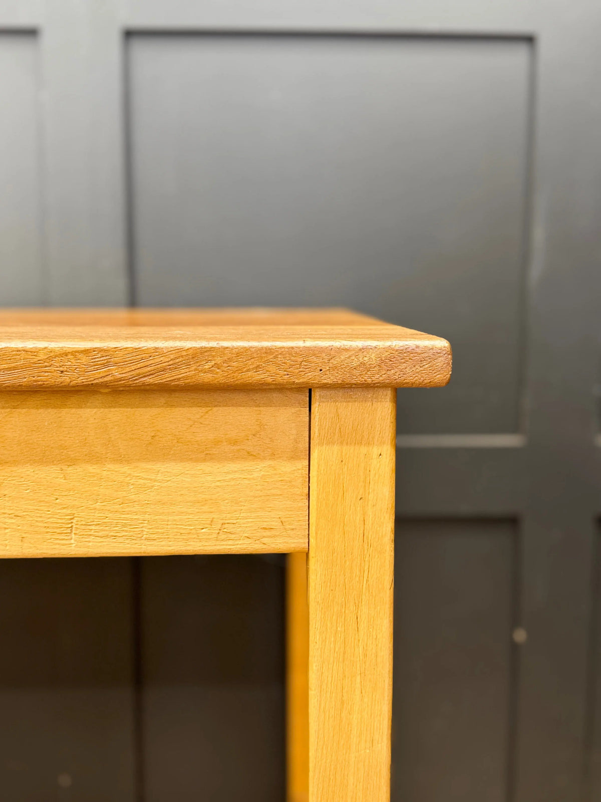 Vintage School Lab Bench Iroko Top Beech Frame Kitchen Island Prep Table Desk (A