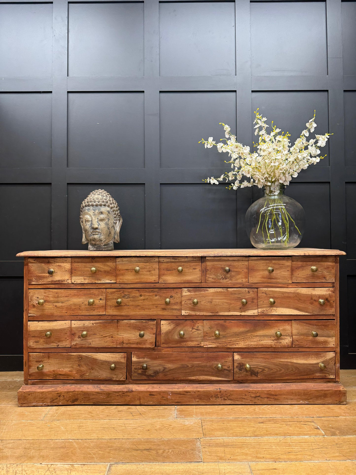 Vintage Rustic Hardwood Multi Drawer Sideboard Apothecary Storage Cabinet