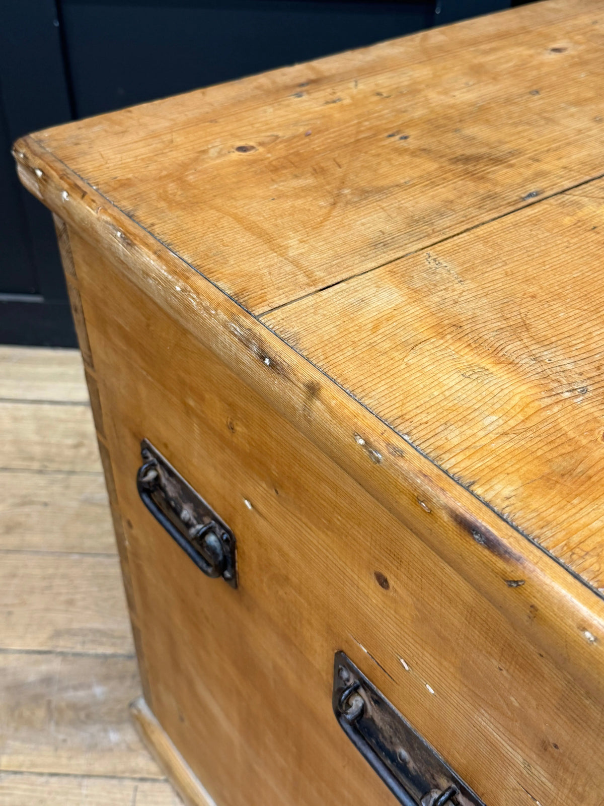 Antique Victorian Pine Mule Chest Blanket Box Storage Trunk Drawers TV Stand