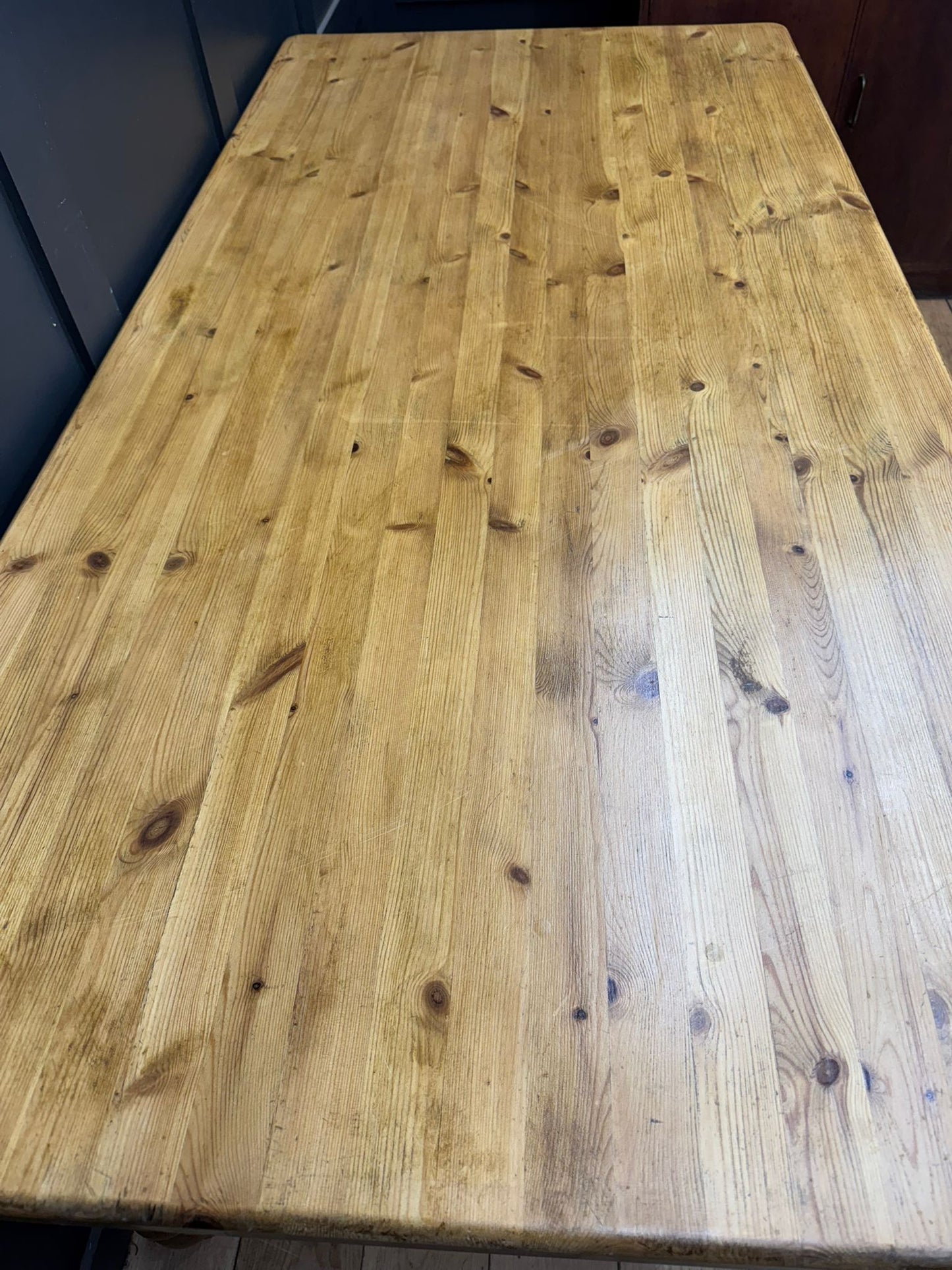 Large Vintage Pine Table  / Farmhouse Dining Table / Rustic Kitchen Table 6-8