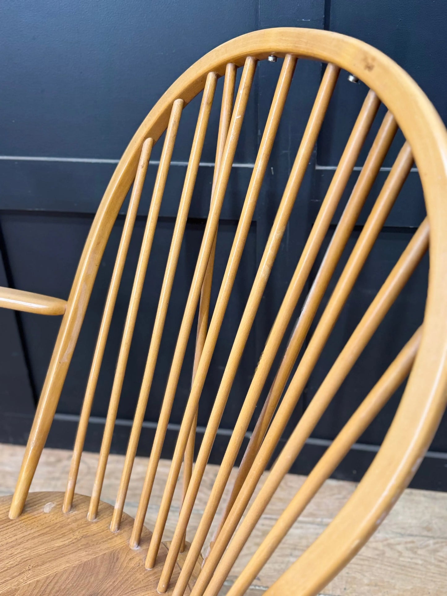 Vintage Ercol 317 Grandfather Chair Mid Century Retro Elm Windsor Armchair