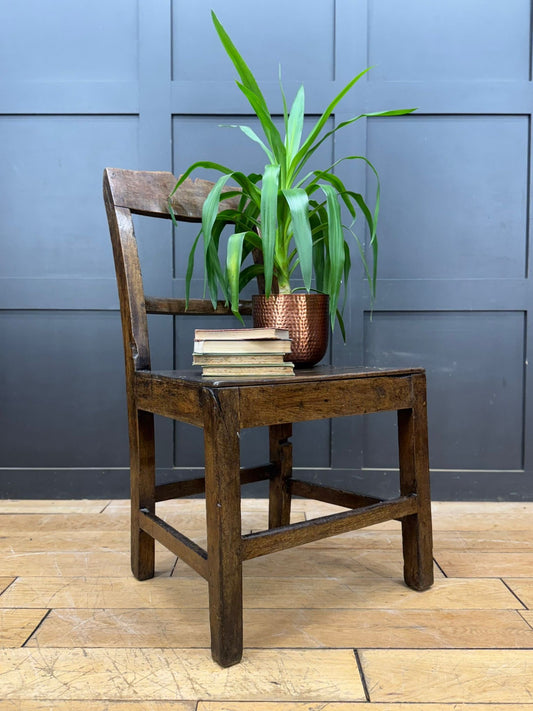 Antique Oak Slat Back Kitchen Dining Chair Primitive Country Georgian Period