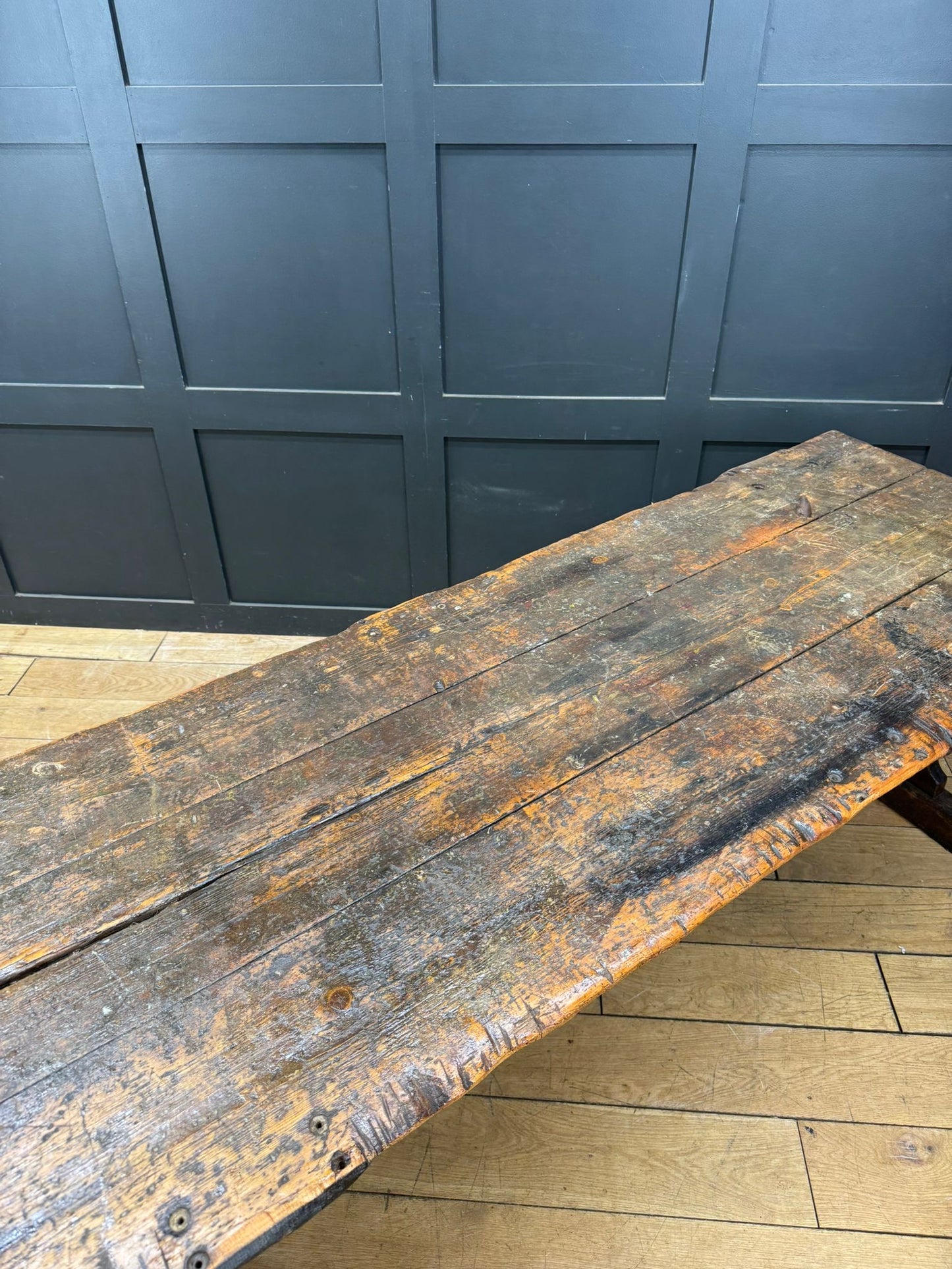 Antique Reclaimed School Workbench / Long Rustic Table / Kitchen Table Desk