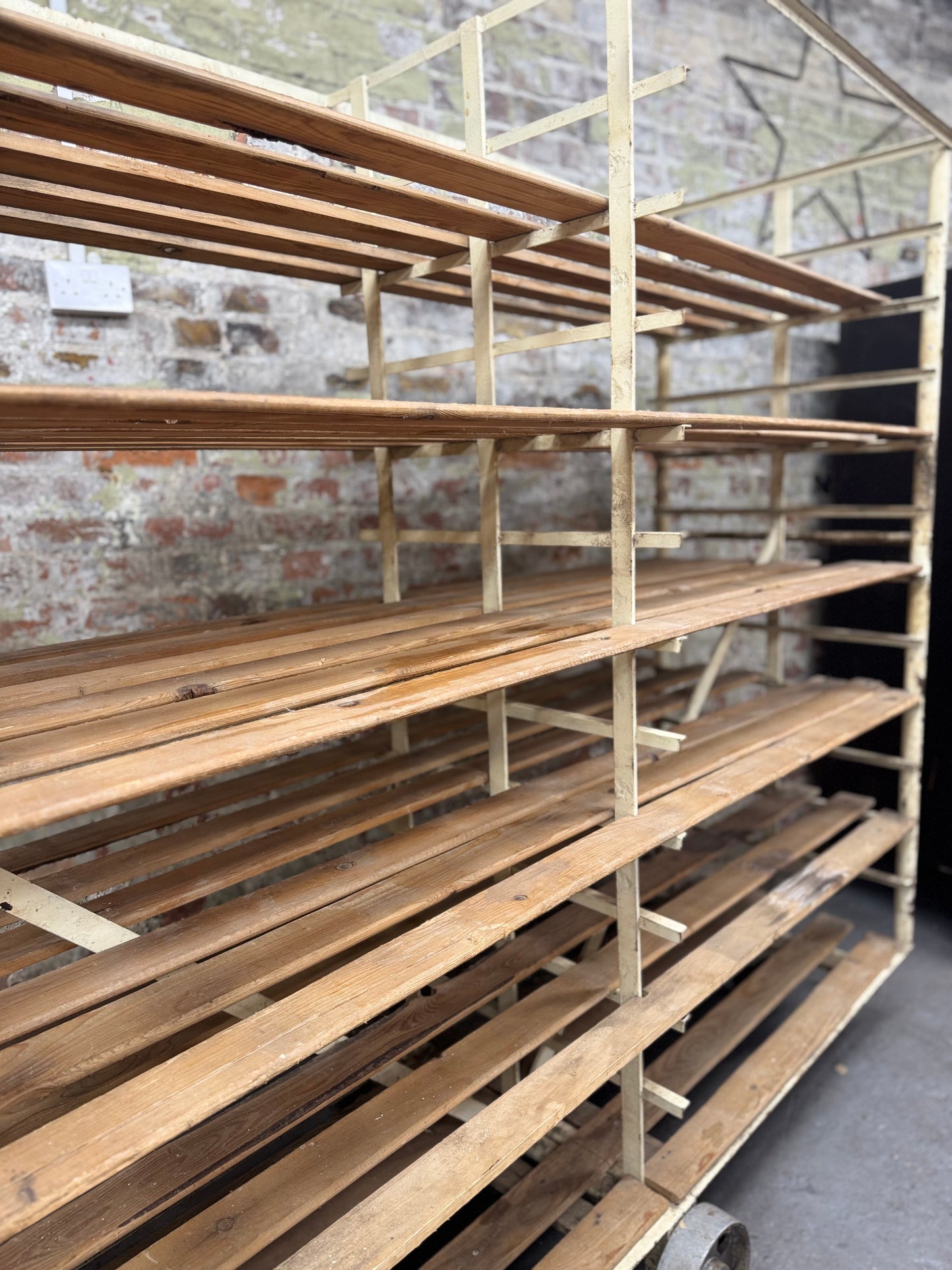 Large Vintage French Bakery Rack – Industrial Shop Display Shelving