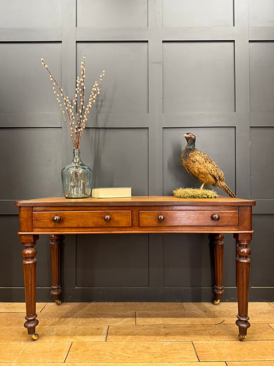 Antique Walnut And  Mahogany Side Table / Desk Dressing Table Sideboard