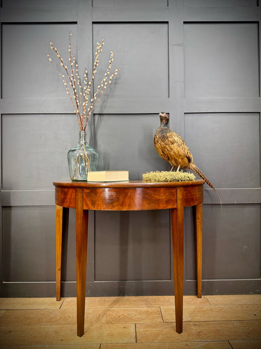 Antique Demi Lune Mahogany Side Table / Occasional Table / Console Table